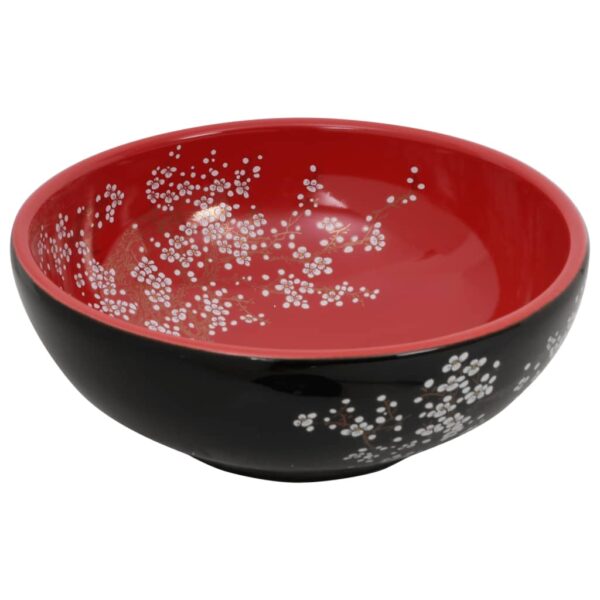 Countertop Basin Black and Red Round Î¦41x14 cm Ceramic
