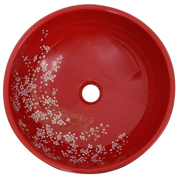 Countertop Basin Black and Red Round Î¦41x14 cm Ceramic