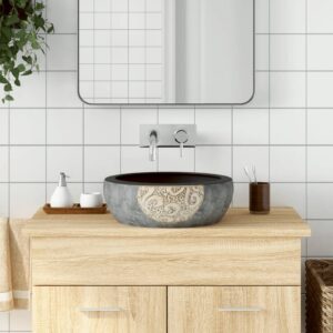 Countertop Basin Black and Brown Round Î¦41x14 cm Ceramic