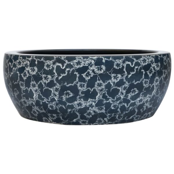 Countertop Basin Black and Blue Round Î¦41x14 cm Ceramic