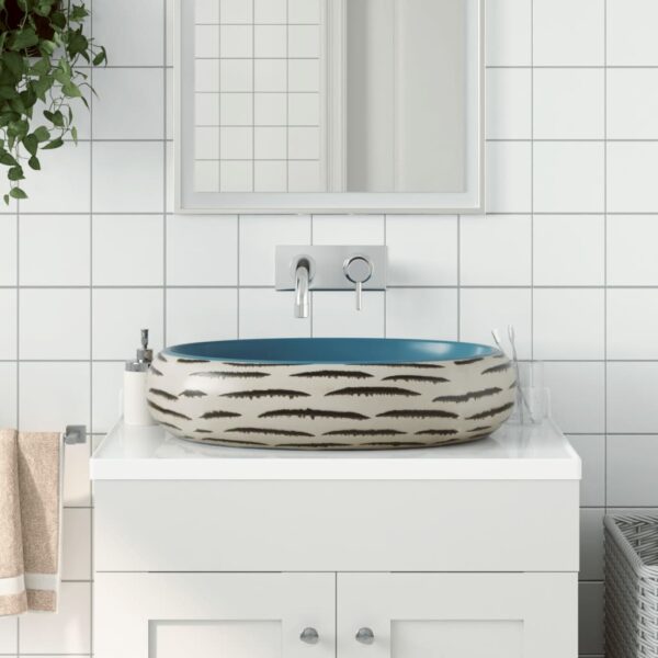 Countertop Basin Multicolour Oval 59x40x15 cm Ceramic