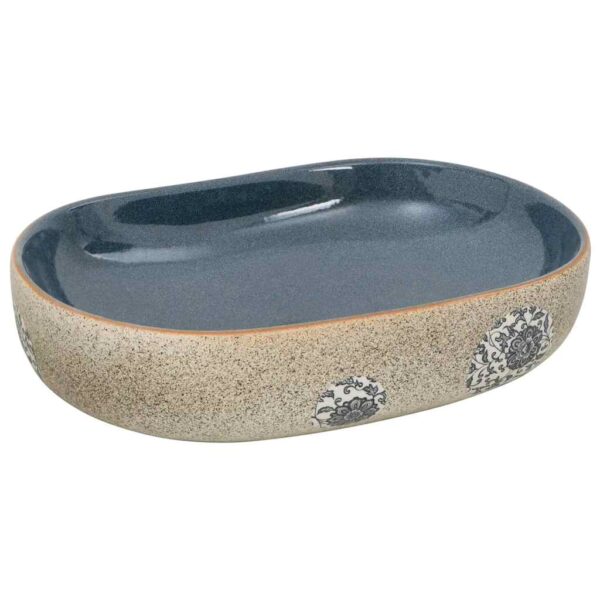 Countertop Basin Sand and Blue Oval 59x40x14 cm Ceramic