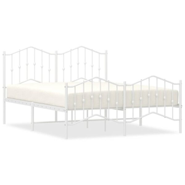 Metal Bed Frame without Mattress with FootboardÂ White 135x190cm