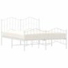 Metal Bed Frame without Mattress with FootboardÂ White 135x190cm
