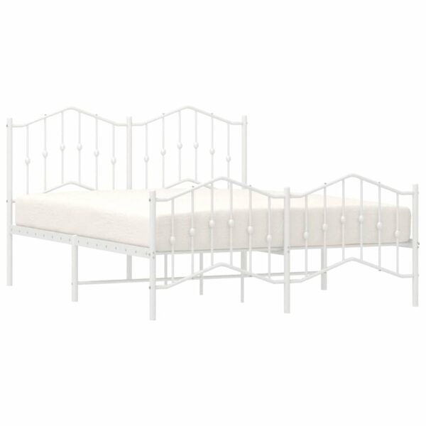 Metal Bed Frame without Mattress with FootboardÂ White 135x190cm