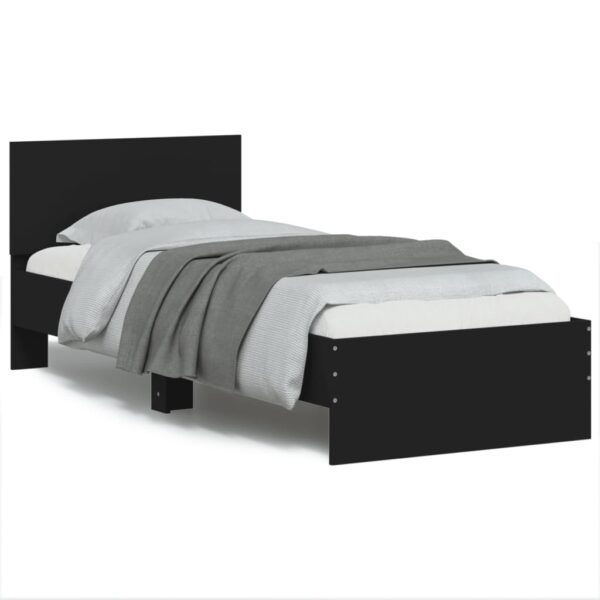 Bed Frame without Mattress with Headboard Black 90x190 cm Single
