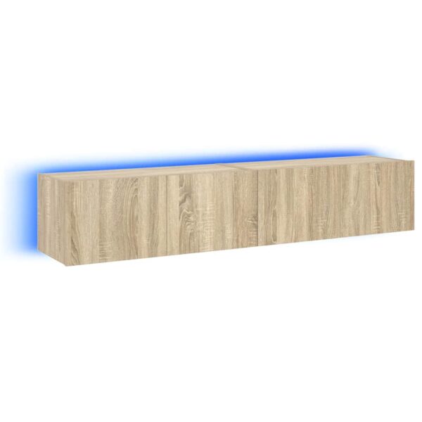TV Wall Cabinets with LED Lights 2 pcs Sonoma Oak 80x35x31 cm