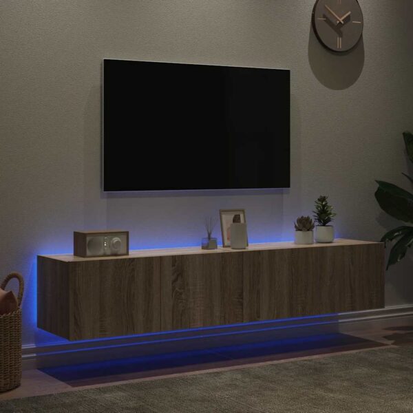 TV Wall Cabinets with LED Lights 2 pcs Sonoma Oak 80x35x31 cm