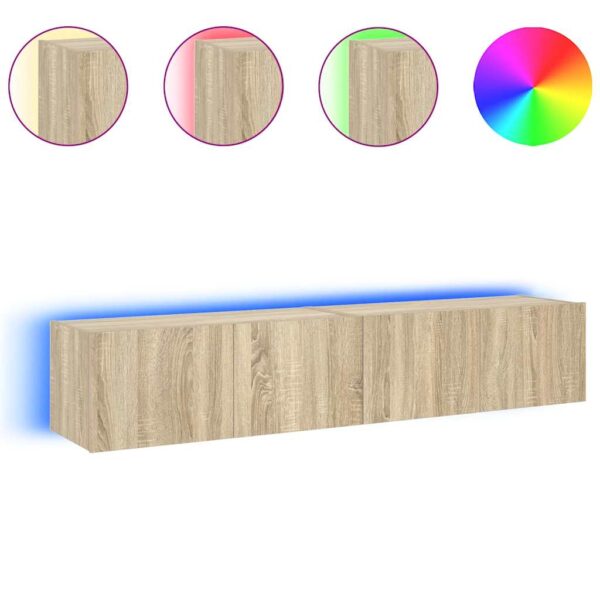 TV Wall Cabinets with LED Lights 2 pcs Sonoma Oak 80x35x31 cm