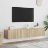 TV Wall Cabinets with LED Lights 2 pcs Sonoma Oak 80x35x31 cm