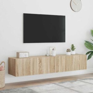 TV Wall Cabinets with LED Lights 2 pcs Sonoma Oak 80x35x31 cm