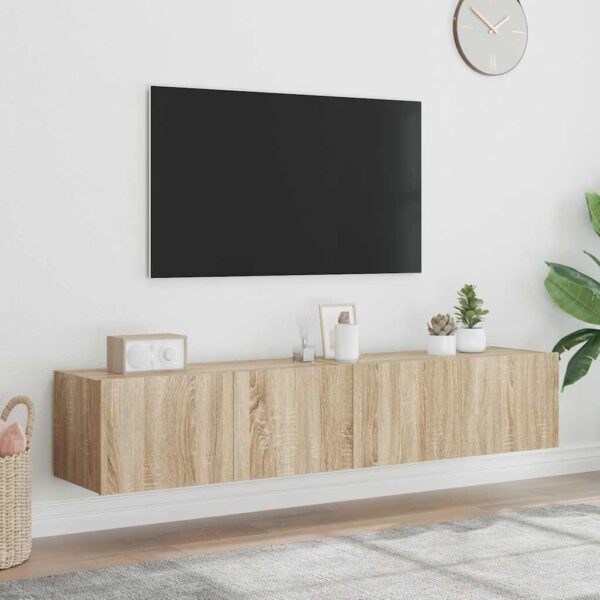 TV Wall Cabinets with LED Lights 2 pcs Sonoma Oak 80x35x31 cm