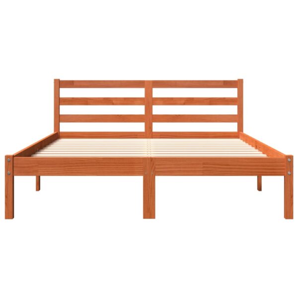 Bed Frame without Mattress Wax Brown 135x190 cm Double Solid Wood Pine