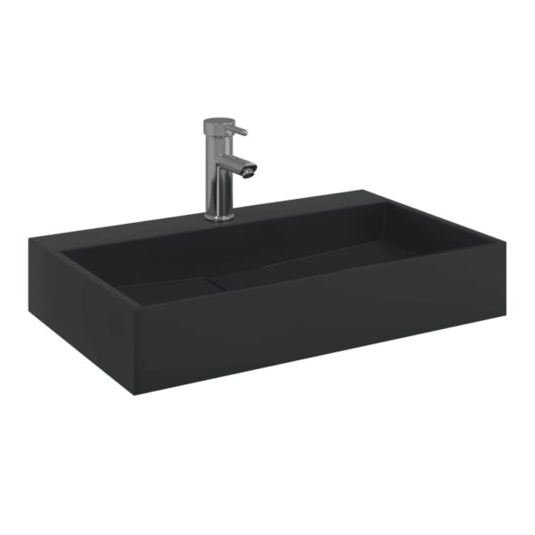 Wash Basin 60x38x11 cm Mineral Cast/Marble Cast Matt Black