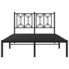 Metal Bed Frame without Mattress with Headboard Black 120x190cm