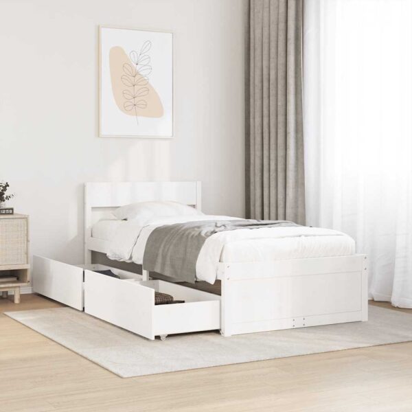 Bed Frame without Mattress White 90x190 cm Single Solid Wood Pine
