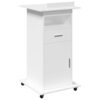 Lectern with Wheels & Drawer White 55x55x107 cm Engineered Wood