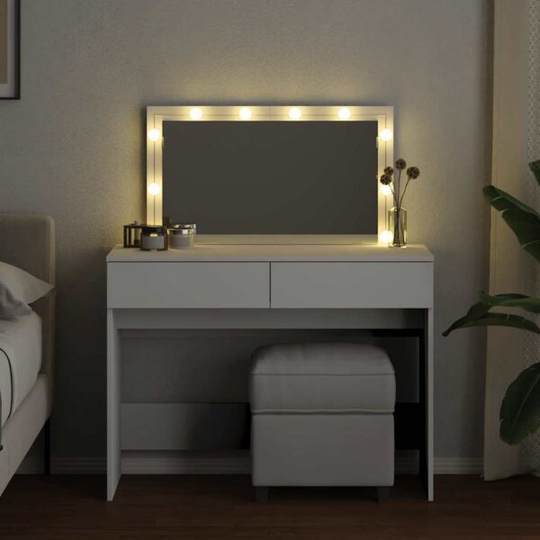 Dressing Table with LED White 100x40x120 cm