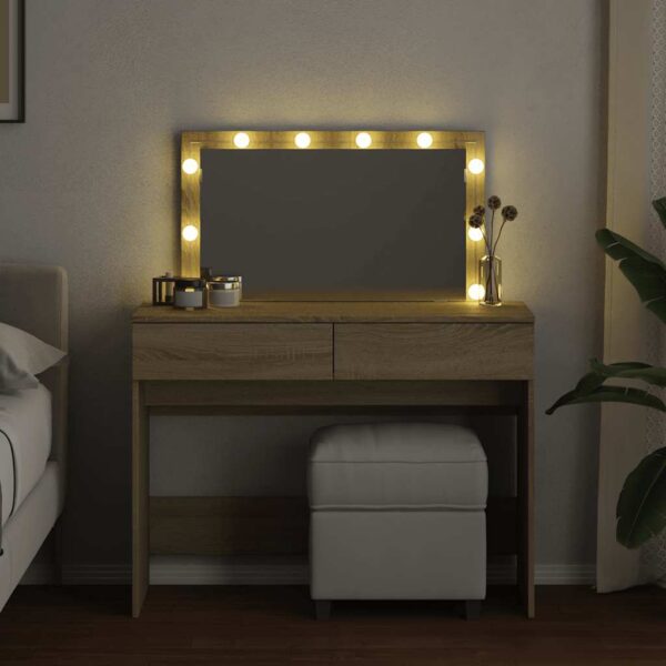 Dressing Table with LED Sonoma Oak 100x40x120 cm