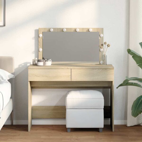 Dressing Table with LED Sonoma Oak 100x40x120 cm