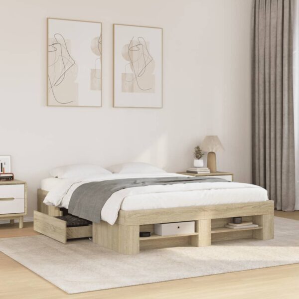 8721102855191_m_en_hd_1.jpg Bed Frame without Mattress Sonoma Oak 120x190 cm Small Double Engineered Wood
