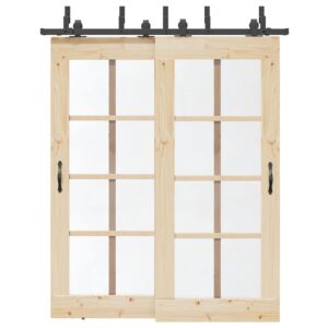 Sliding Door Hardware Kit 183 cm Steel Black