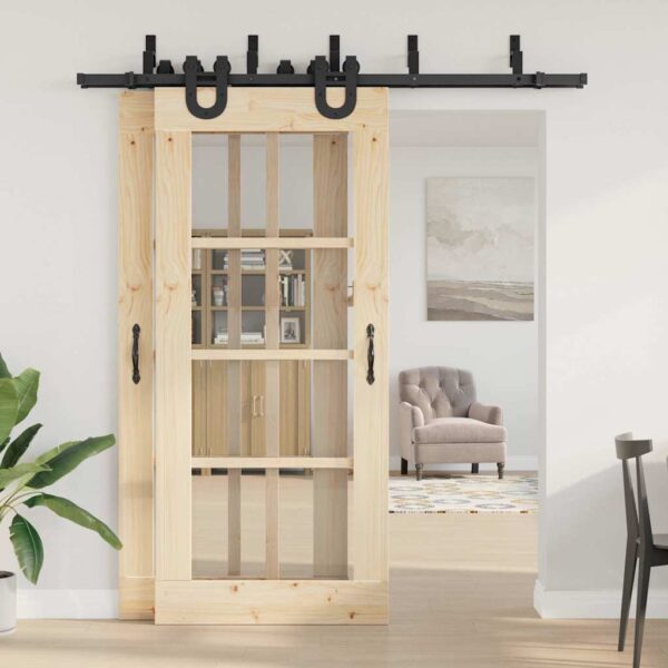 Sliding Door Hardware Kit 200 cm Steel Black