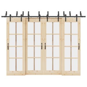 Sliding Door Hardware Kit 305 cm Steel Black