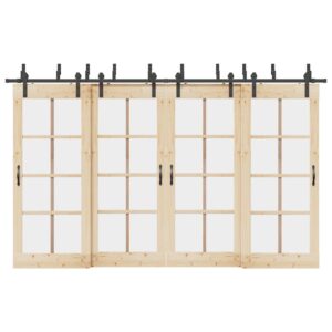 Sliding Door Hardware Kit 366 cm Steel Black