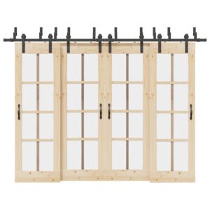 Sliding Door Hardware Kit 305 cm Steel Black