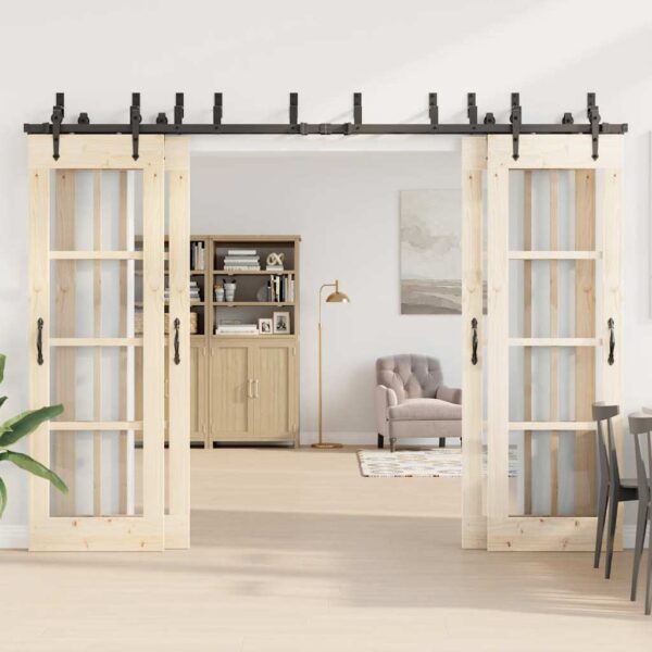 Sliding Door Hardware Kit 305 cm Steel Black