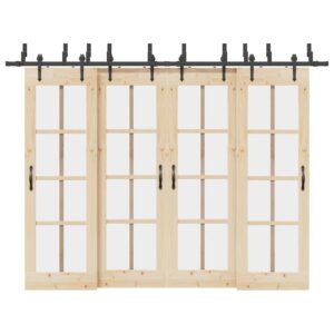 Sliding Door Hardware Kit 305 cm Steel Black