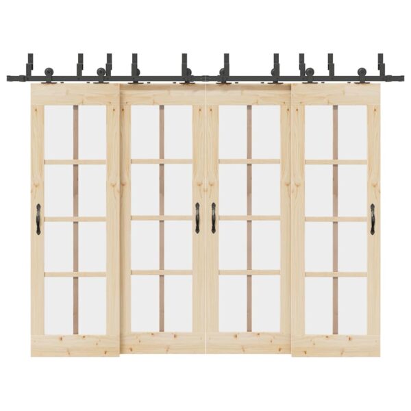 Sliding Door Hardware Kit 305 cm Steel Black