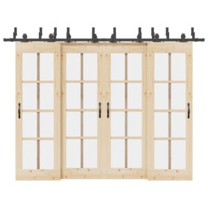 Sliding Door Hardware Kit 305 cm Steel Black