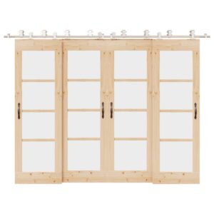 Sliding Door Hardware Kit 366 cm Stainless Steel Silver