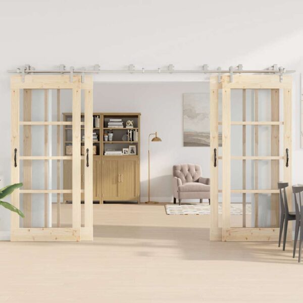 Sliding Door Hardware Kit 366 cm Stainless Steel Silver