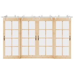 Sliding Door Hardware Kit 366 cm Stainless Steel Silver