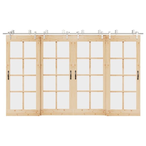 Sliding Door Hardware Kit 366 cm Stainless Steel Silver