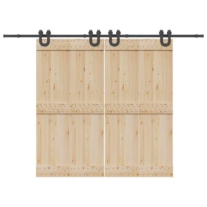 Sliding Door Hardware Kit 366 cm Steel Black