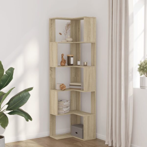 Corner Bookcase 5-Tier Sonoma Oak 50x50x179 cm Engineered Wood