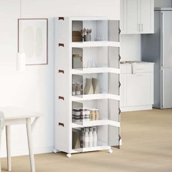 Stackable Storage Box with Wheels 5-Tier 75 L 64x40x179 cm