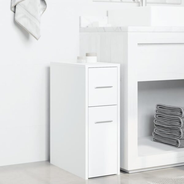 8721158400758_g_en_hd_1.jpg Narrow Bathroom Cupboard with Wheels White Engineered Wood