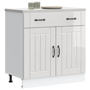 Kitchen Base Cabinet Lucca High Gloss White Engineered Wood