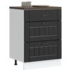 Kitchen Base Cabinet "Lucca" Black Engineered Wood