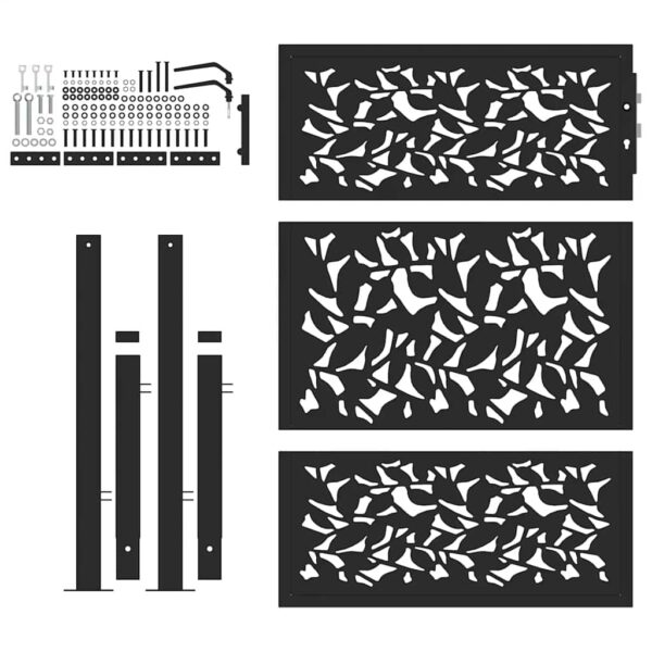 Garden Gate Black 100x125 cm Steel Leaf Design