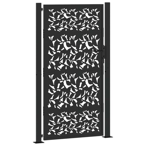 Garden Gate Black 100x175 cm Steel Leaf Design