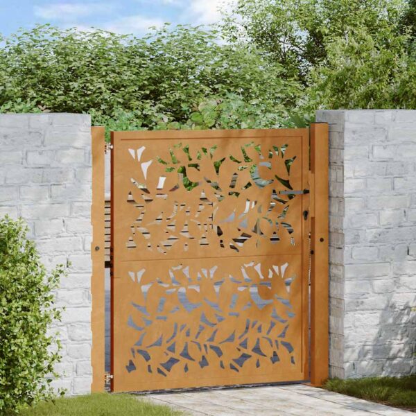 Garden Gate 100x100 cm Weathering Steel Leaf Design