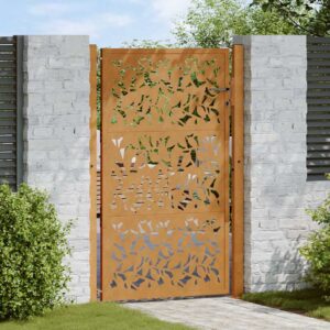 Garden Gate 100x125 cm Weathering Steel Leaf Design