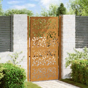 Garden Gate 100x175 cm Weathering Steel Leaf Design