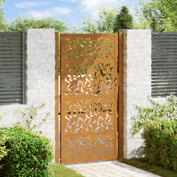 Garden Gate 100x175 cm Weathering Steel Leaf Design